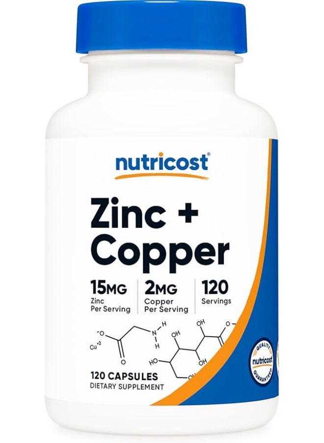 Nutricost, Zinc + Copper, 120 Capsules - Image 1